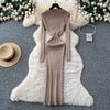 Vestidos Para Mujer Solid Half High Collar Autumn Winter Solid Woman Dresses Korean Sweater Elegant Long Dress