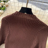 Vestidos Para Mujer Solid Half High Collar Autumn Winter Solid Woman Dresses Korean Sweater Elegant Long Dress