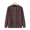 O-neck Women Autumn Winter Coat Middle-Aged Elderly Mother Knitting Cardigan Sweater Coat Warm Loose Jacket Grandma Clothin