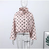 Pink Polka Dot Jacket For Women Casual Stand Collar Long Sleeve Button Loose Coat Lady Spring Chic Street Outerwear