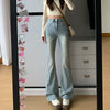Women Flare Stretch Moustache Jeans Skinny Bell Bottom High Waist Gray Denim Pants Lady Classic Y2K Punk Long Trousers