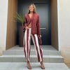 Women Jeans Straight Stripe Button Detail Jeans Female High Waist Loose Curved Wide Leg Denim Pants Vintage Casual Outfit Ladies