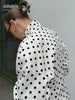 Polka Dot Print Shorts 2 Piece Sets For Women Long Sleeve Patchwork Contrast Jacket Coat And Casual Commute Shorts Suits