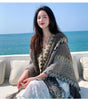 Ethnic Style Cape Oversized Sweater Jacket Women Loose Patchwork Warm Long Scarf Knitted Cardigan Woman