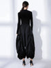 High Elastic Waist Black Wide Leg Arc Ankle Length Pants Loose Trousers Women Tide Autumn 31A0014