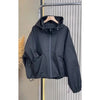 Black Hooded Windproof Windbreaker For Women Spring Autumn Casual Large Size Drawstring Trench Coat Loose Zipper Lined Jackets