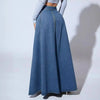 Denim Skirts Women Long Skirt A Line Single Breasted High Waist Jeans Vintage Maxi Simple Casual Elegant Splice Y2k Streetwear