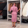 Lapel Collar Tie Waist Women Blazer With Midi Pencil Skirt Two Piece Set High Waist Slim Fit Minimalist Elegant Office Outfit