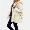 Autumn and Winter Plush Jacket for European and American Women, Solid Color Long Sleeved Hooded Loose Plush Jacket for Women