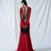 Black Long Sleeve Transparent Lace Dress for Women Sexy Floor-length Evening Dress Slim Party Club Dresses Red Christmas Dress