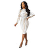 Women Fall Winter Long Sleeve O Neck Bodycon Sequined Sexy Night Club Party Bandage Midi Dresses Vestidos CY8201