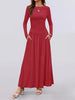 Autumn Women Long Sleeve Maxi Dress Comfortable Fit Ruched Detail Multi Color for Casual Everyday Wear