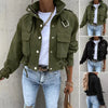 Women Short Jackets Autumn Winter Female Turn Down Collar Long Lantern Sleeve Cropped Biker Cycle Coat Outwear SZE-5353