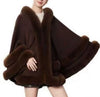 Women 2 Circle Wraps Long Faux Rabbit Fur Cape Poncho Winter Loose Thick Warm Shawl Outerwear Knitted Cloak Overcoat