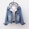 Women Jacket Women Denim Jacket Winter Women's Denim Coat with Furry Hood Plush Lining Stylish Button Closure for Windproof