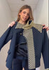 Retro Stand Collar Napoleon Slim Jacket Women Chic Navy Style Full Sleeve Gold Embroidered Coat Lady High Street Outwear
