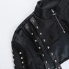 Punk Faux Leather Cropped Jacket Women Spring Streetwear Sexy Slim Fit Rivet PU Blouse Top