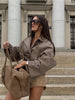 Plaid Women's Outerwear Lapel Double Breasted Trench Coat Belted Raglan Sleeve Jacket French Vintage Style Daily Wear