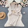 Slimming Knitted Sweater Dress Set Women's Mid-Length Base Layer Inner Wear Knee-Length Two-Piece Ensemble Vintage