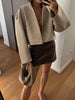 Croc Embossed Cropped Faux Leather Jacket High Stand Collar Long Sleeve Oversized Women Jackets Autumn Chic Coats