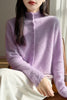 Autumn Winter Women's 100% Merino Wool Knit Cardigan Stand Collar Single Row Button Front Sweater Soft Warm Office Wear Coat