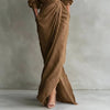 Bohemian Casual Solid Split Long Dresses Woman Elegant V Neck Pocket Maxi Dress Spring Long Sleeve High Waist Draped Party Dress
