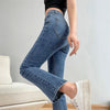 Women Flare Jeans Winter Streetwear Y2K Straight Pants Ankle Length Denim Jeans Girls Party Casual Retro Blue Trousers
