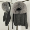 Coat Women Cardigan Natural Fox Fur Coat Women Real Mongolian Fur Knitwear Female Spring Autumn Hooded Knitted Fur Jacket