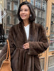 Elegant Lace Up Women Faux Fur Coat V-neck Long Sleeve Loose Plush Jacket Winter Lady Warm Daily Commute Outwear