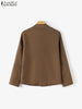 OL Jackets Woman Long Sleeve Stand Collar Outerwear Autumn Vintage Party Work Wear Female Elegant Button UP Coats