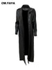 Women’s Coats Thick PU Leather Long Sleeve Winter Notched Neck X-Long Trench Street Wear OL Work Outcoat