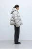 Stylish Silhouette 90% White Goose down Hooded down Jacket for Women, Curved Sleeve Puffer Coat, Thickened Outerwear, Winter Model