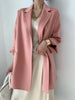 Winter Casual Adjustable Waist Wool Coat Women Water Ripples Woolen Coat Jackets Female Autumn Camel Coat Commuting