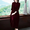 Women's Korean version Fat mm350 jin Golden Velvet Dress Female Spring and Autumn Knee Length Mom's Wide Wife Dress