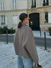 Casual Solid Single Breasted Wool Jacket Women Chic Lapel Long Sleeve Pleated Pocket Loose Coats Autumn High Street Overcoat