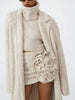 Three Piece Set For Women Lapel Long Sleeve Coat High Neck Vest High Waist Patchwork Appliques Skirt Sets Female