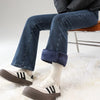 Winter Women's Warm Fleece Jeans Vintage Slim Flare Pants Elastic Korean Female Plush Velvet Thermal Denim Trousers