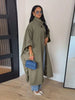 Stand Collar Oversized Long Trench Coat Women Street Single Button Half Sleeve Side Split Loose Jackets Chic Lady Outerwears