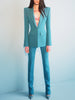 High Street S/S Career Designer Suit Set Women's Elegant Single Button Diamonds Beaded Blazer Pants Suit