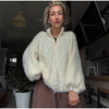 Women Sequined Fluffy Knit Cardigan Zip Up Stand Collar Loose Long Sleeve Sweater Jacket Autumn Party Casual Outerwear