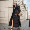 Cotton Coat Long Parka Coat Jacket Women Autumn Winter Thick Warm Coats Woven Block Hooded White Down Parkas