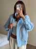 Autumn Y2K Women Stand Collar Zipper Jacket Color Contrast Stitching Loose Long Sleeve Casual Daily Short Outerwear Coat