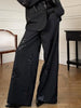 Women Sequinned Shirt Suit Elegant Lapel Long Sleeves Top Elastic Waist Pants 2pcs Set Lady Street Spring Suits