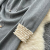 Brand Autumn Winter Women Knitted Long Dress Pearls O-neck A-line Sweater Dress Office Lady Vestido