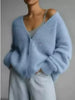 Women Knitted Thick Cashmere Wool Cardigan Chic V Neck Single Breasted Long Sleeve Sweater Fall Winter Coat Outwear