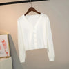 Sweater Knitted Cardigan Button Jacket Spring Autumn V-neck Long Sleeve Casual Short Tops For Women Sweater Grey White