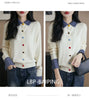 Fake Two Piece Spliced Sweater Jacket Women Autumn Long Sleeve Loose Shirt Collar Knitted Cardigan Ladies Casual Knit Female