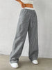 Women's Casual Striped Woven Wide Leg Pants Fall Winter Casual Stylish Full Length Trousers Y2K Clothes Streetwear