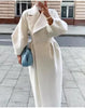 Winter Coat For Women Solid Loose Lapel Double Breasted Trench Vintage Long Sleeve Jackets Warm Thick Woman Coats