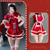 Christmas Dress Suit Women Xmas Cosplay Costume Red Suit Party Rabbit Ears Headwear Year Hooded Shawl Christmas Girl Set